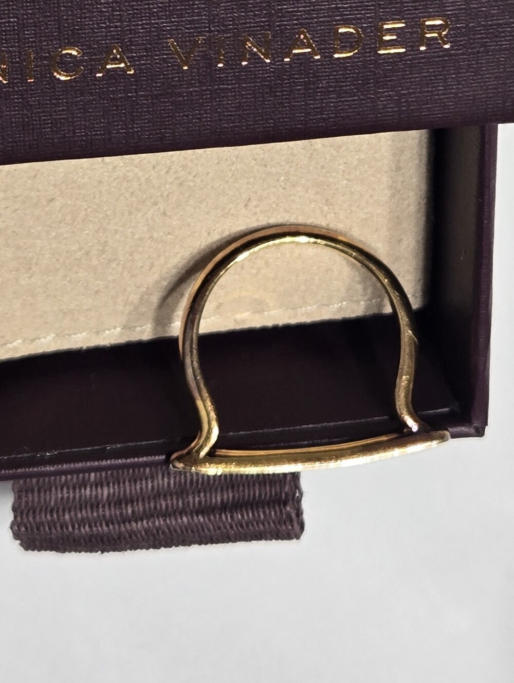 Monica Vinader Skinny Stacking Ring - 18k Gold Vermeil & Diamond - Size 7.5 - Picture 9 of 14